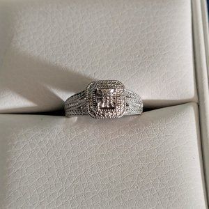 Peora Sterling Silver and Diamond Engagement Ring Size 7